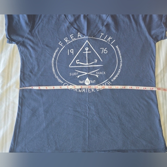 Freaky Tiki Tee Surf Shack w/cut out neckline|Blue/Gray|Medium| Clearwater Beach - Picture 8 of 9